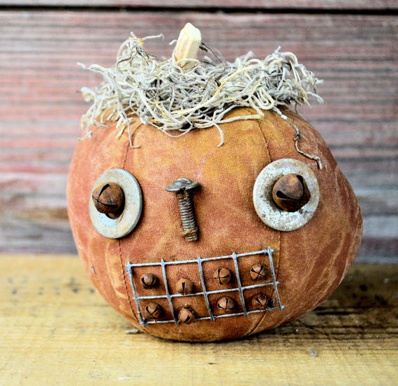 Prim One-of-a-kind Mini Burnt Orange Jack-O-Lantern