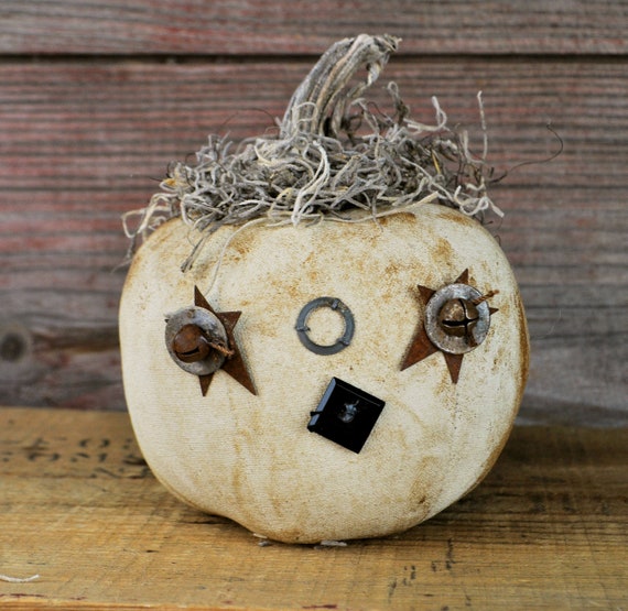 Prim One-of-a-kind Mini Antique White Jack-O-Lantern