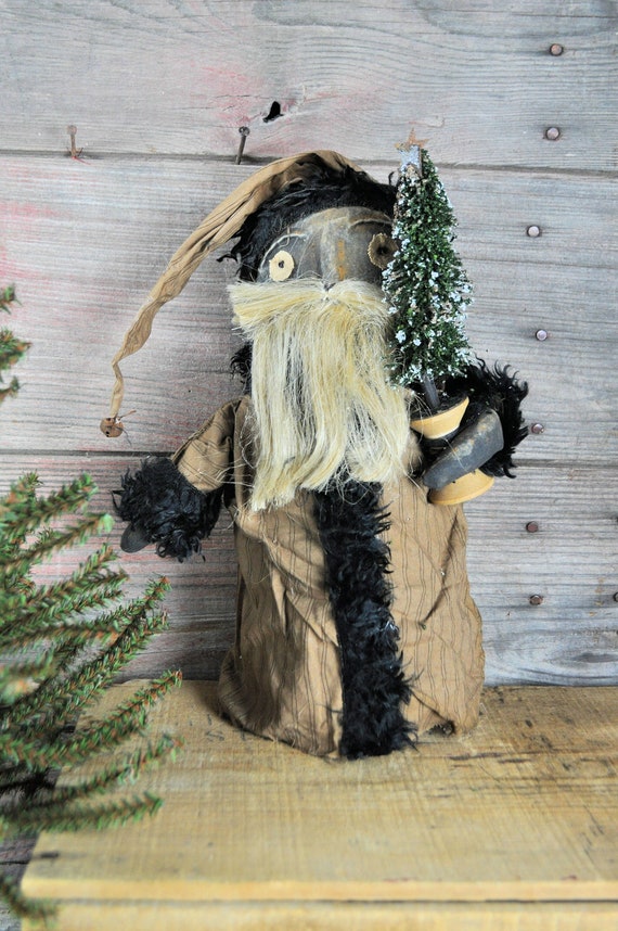 REDUCED! Primitive Santa with Spool Tree