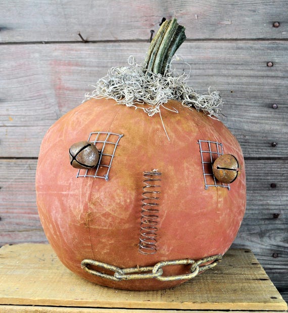 Prim One-of-a-kind Burnt Orange Jack-O-Lantern