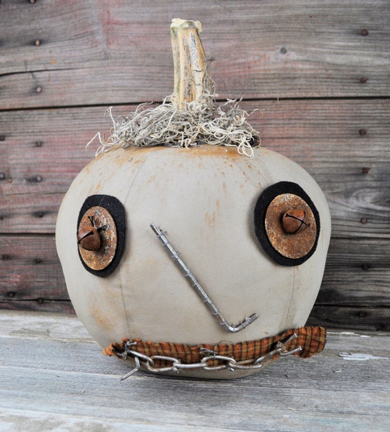 Prim One-of-a-kind Light Gray Jack-O-Lantern