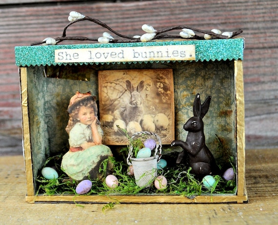 NEW! Primitive OOAK Small Easter Vignette Box
