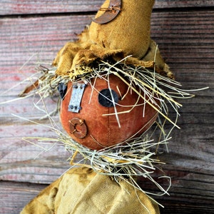 Primitive Pumpkin Scarecrow With Three Crows