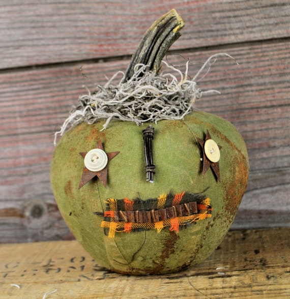 Prim One-of-a-kind Mini Olive Green Jack-O-Lantern