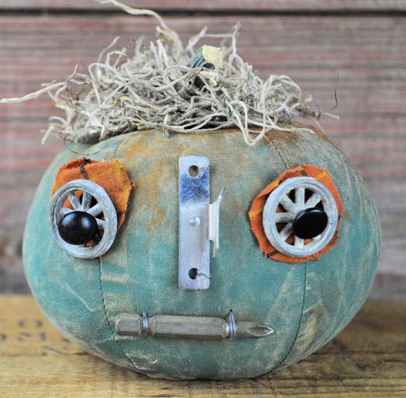 Prim One-of-a-kind Mini Aqua Blue Jack-O-Lantern