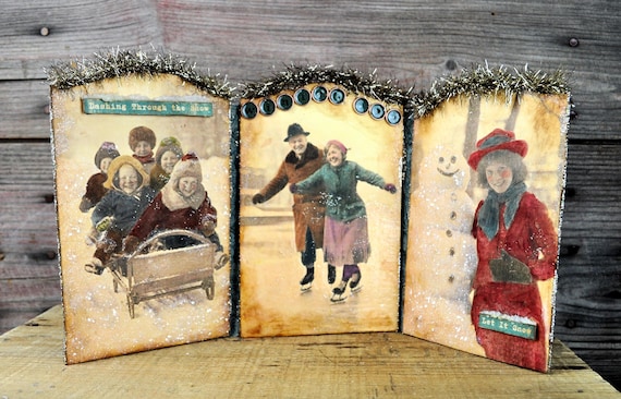 NEW! OOAK Tri-Fold Winter Fun Collage