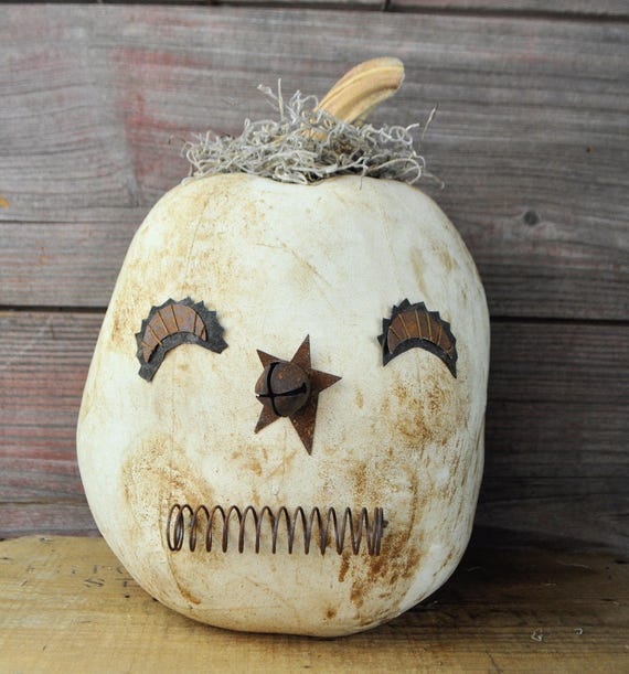 Prim One-of-a-kind Antique White Jack-O-Lantern