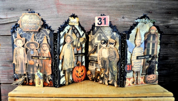 NEW! OOAK Four Panel Halloween Collage