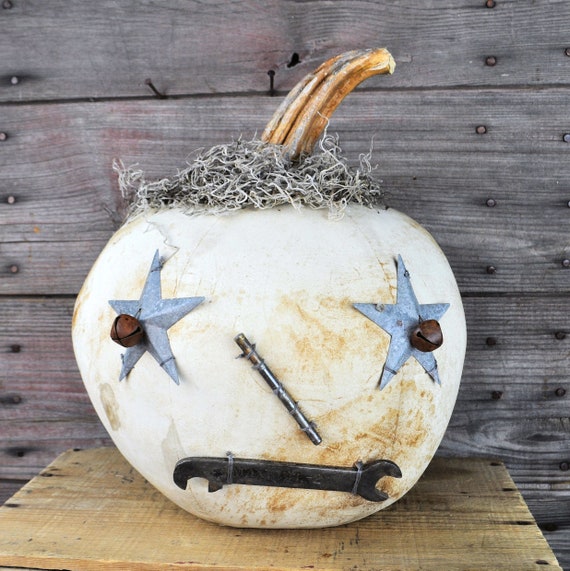 Prim One-of-a-kind Antique White Jack-O-Lantern