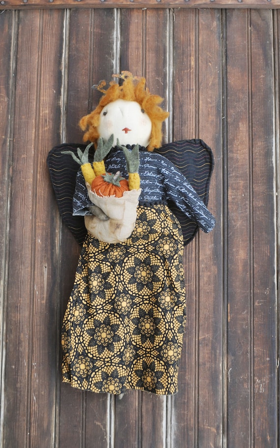 REDUCED! Primitive Harvest Angel with Basket