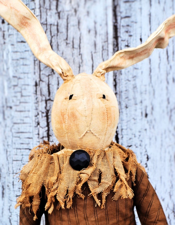 Primitive Off White Bunny With Spring Banner Etsy