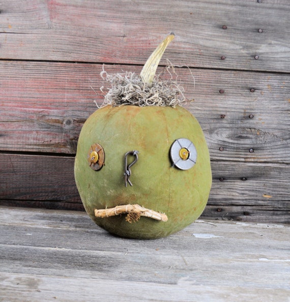 Prim One-of-a-kind Green Jack-O-Lantern