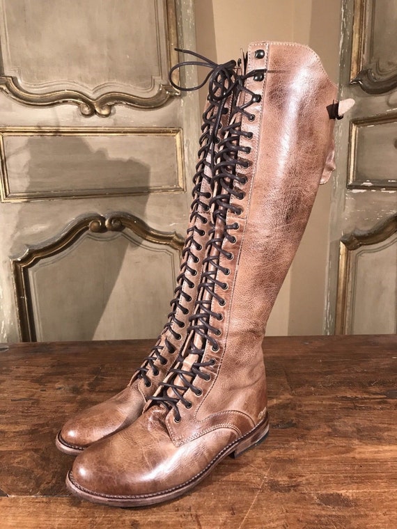 womens tall leather lace up boots