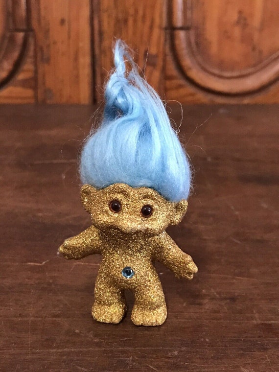 Vintage Rare Gold Glitter Troll Good Luck Doll DAM Mystery Etsy