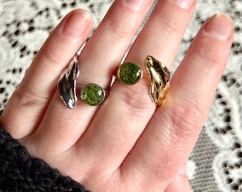 Baroque Syle Gold or Silver Adjustable Ring with Real Moss and Dried Pressed Flowers | Witchy Gift |  Gothic Style | Vintage Inspired