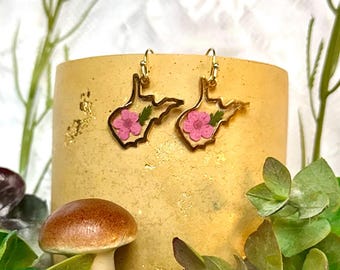 Gold West Virginia Earrings with Mini Flowers