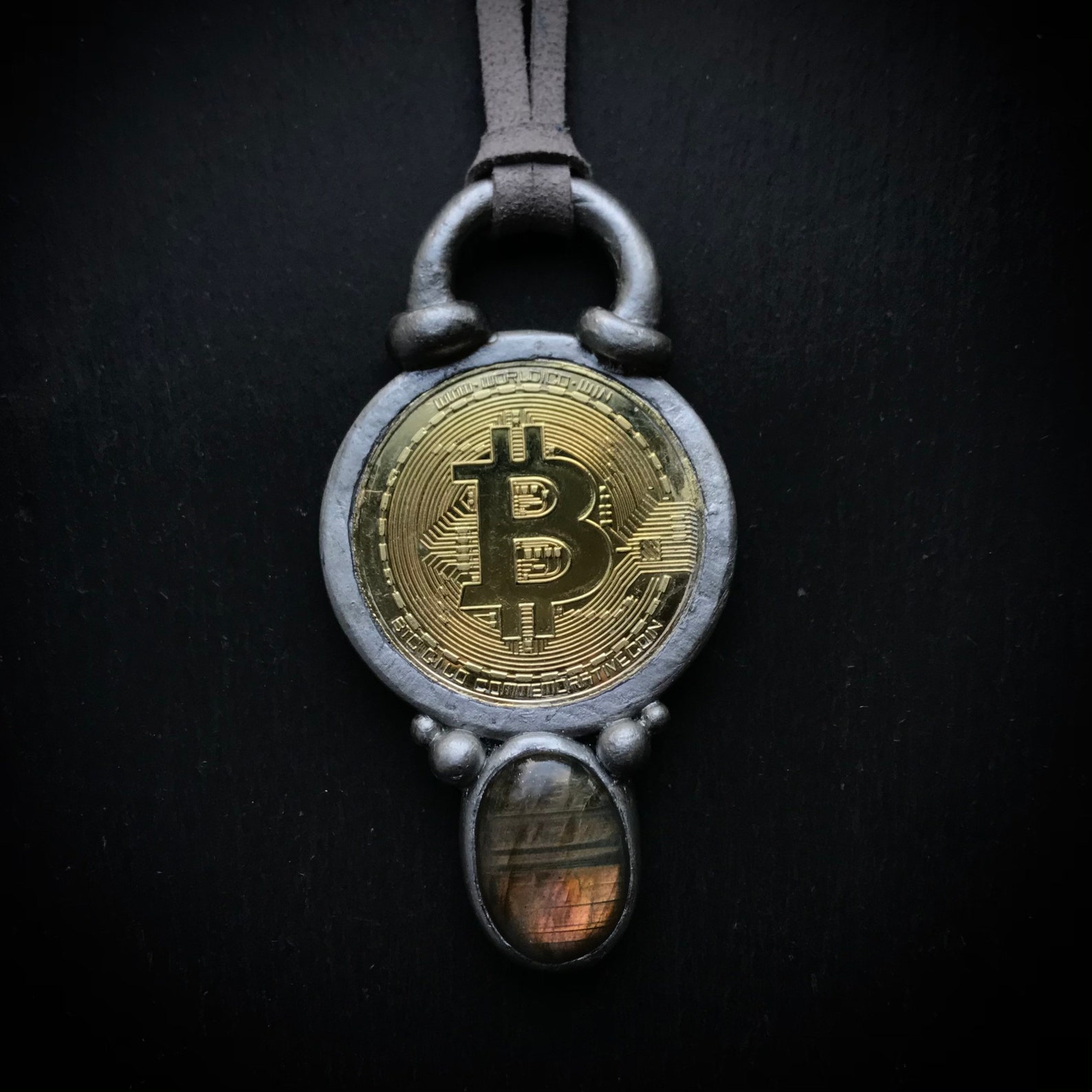 Double Sided Bitcoin Necklace Crypto Coin Jewelry Etsy