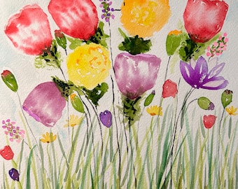 Wild Flowers #3, floral, watercolor, flowers, watercolor flowers, colorful, home decor, wall art, wall decor