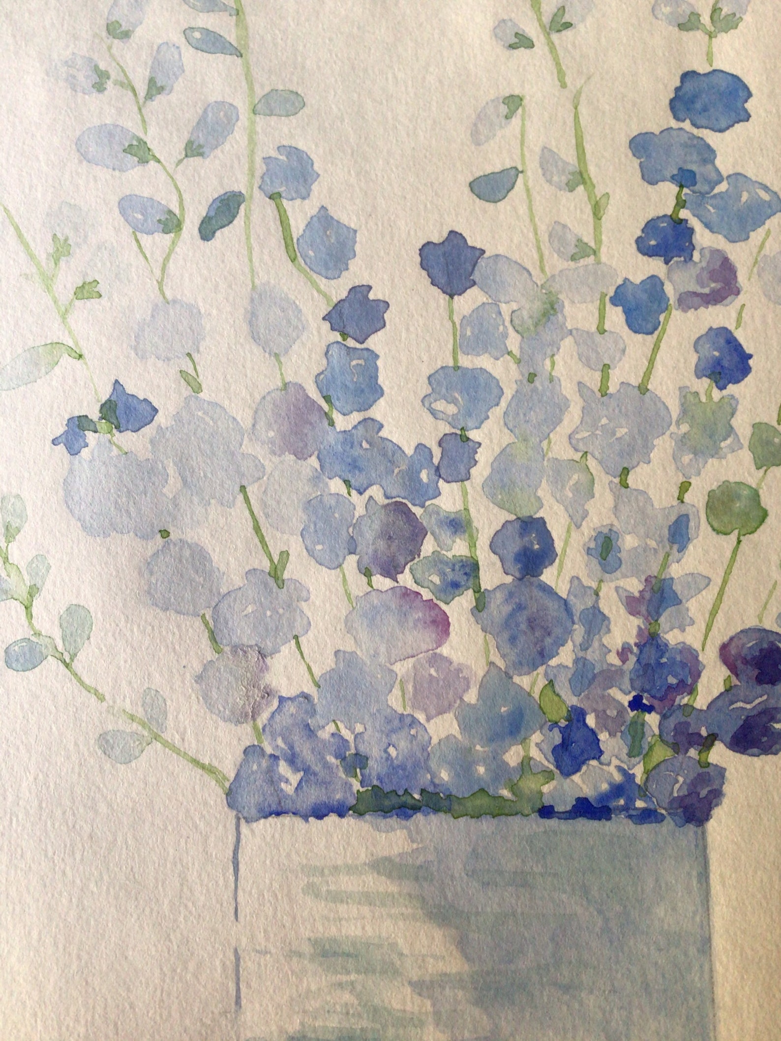 Shades of Blue, Floral Art, Flower Art, Watercolor Painting Print, Wall