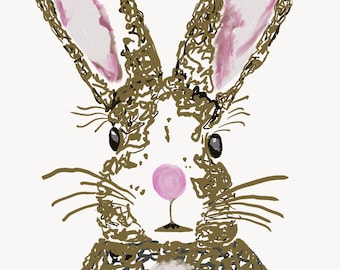 Bunny, children’s bunny, print, original, nursery, kid’s room, whimsical, playroom, wall art, wall decor