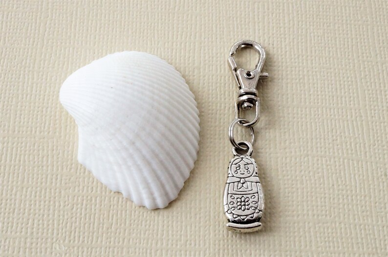 matryoshka small zip pull charm babushka charm for bag purse journal back pack planner keys Russian doll zipper charm small bag accessory