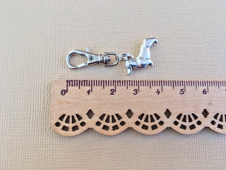 dog lovers gift Sausage dog zipper charm animal lovers gift for bag purse journal back pack diary keys silver tone dachshund zip pull