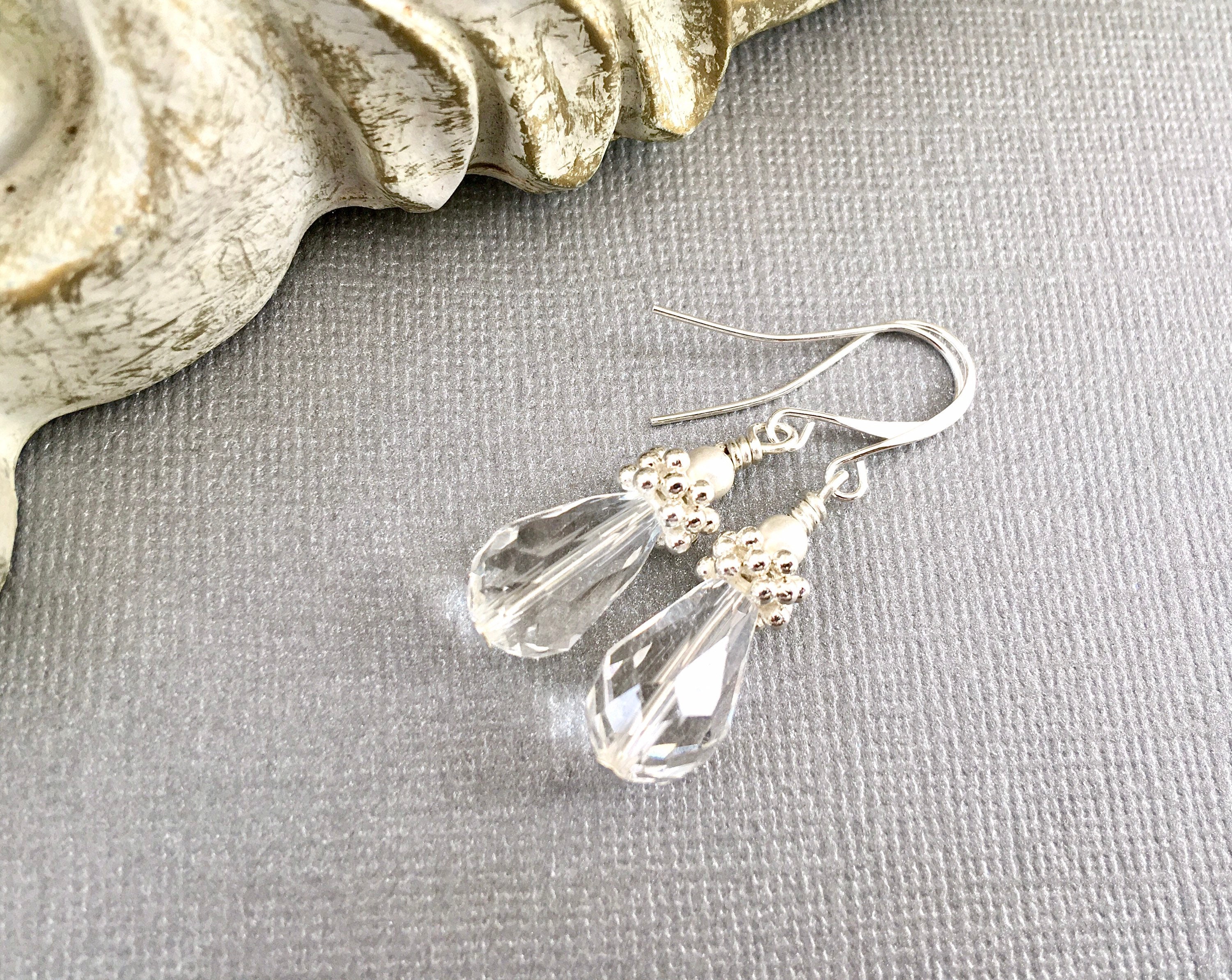 Crystal Faceted Teardrop Statement Earring