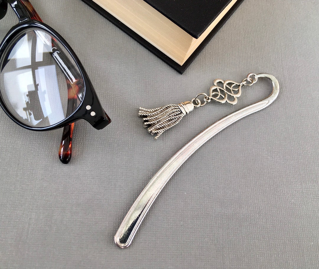 Tassel Bookmark, Silver Metal Tassel and Knot Connector Bookmark ...