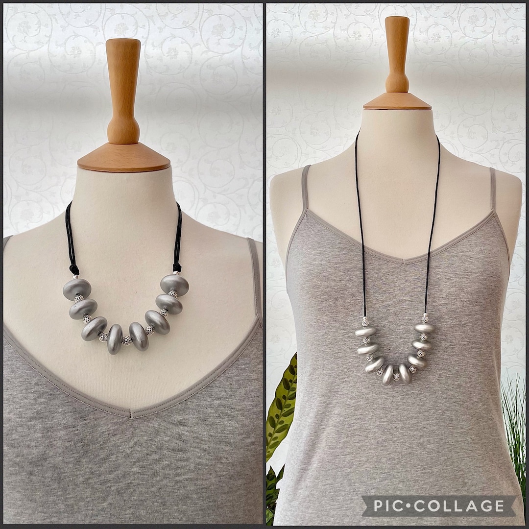 Adjustable Length Necklace Sliding Knot Chunky Necklace Etsy