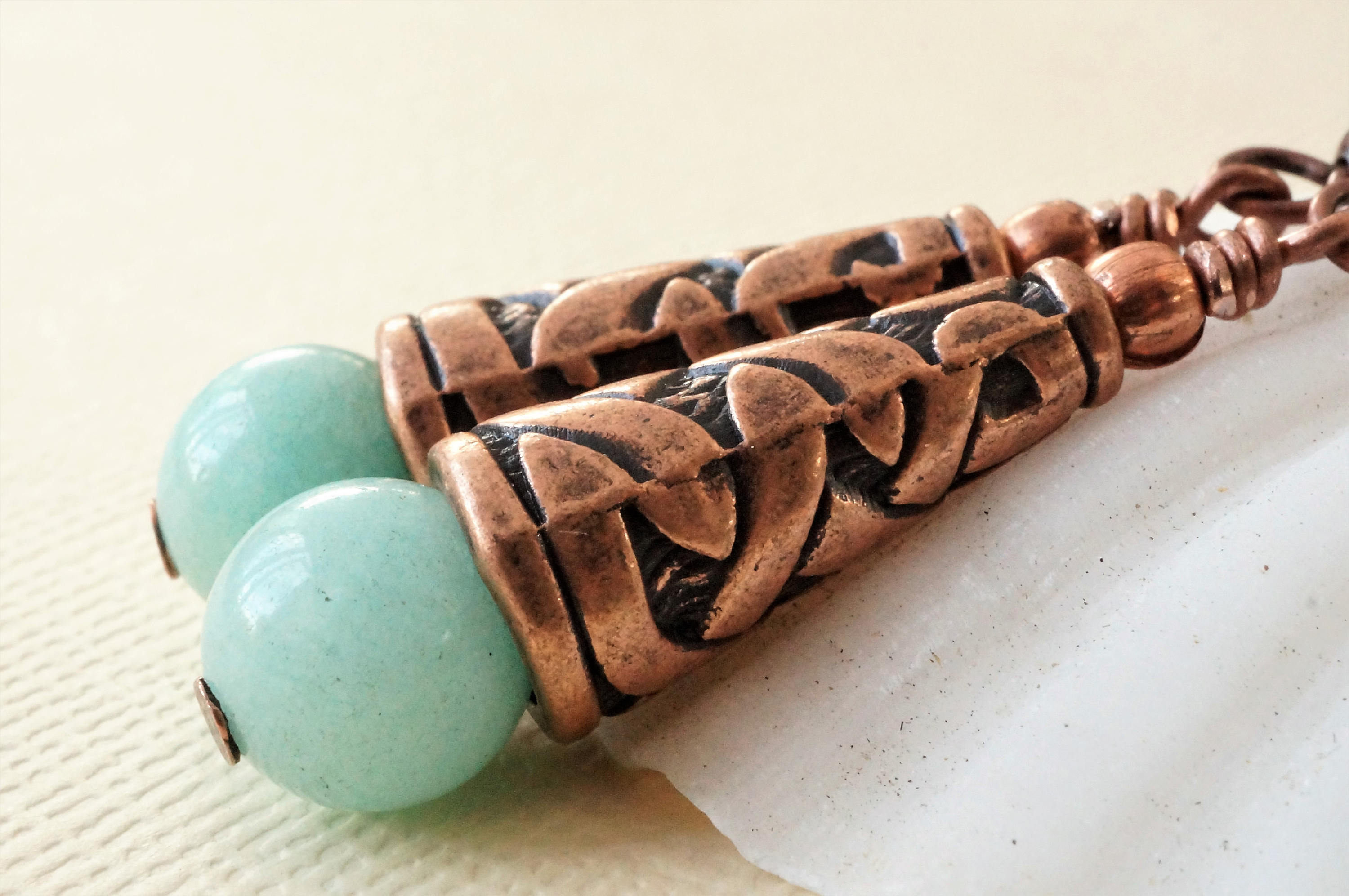 •MOON STACK• amazonite + mixed metal earrings