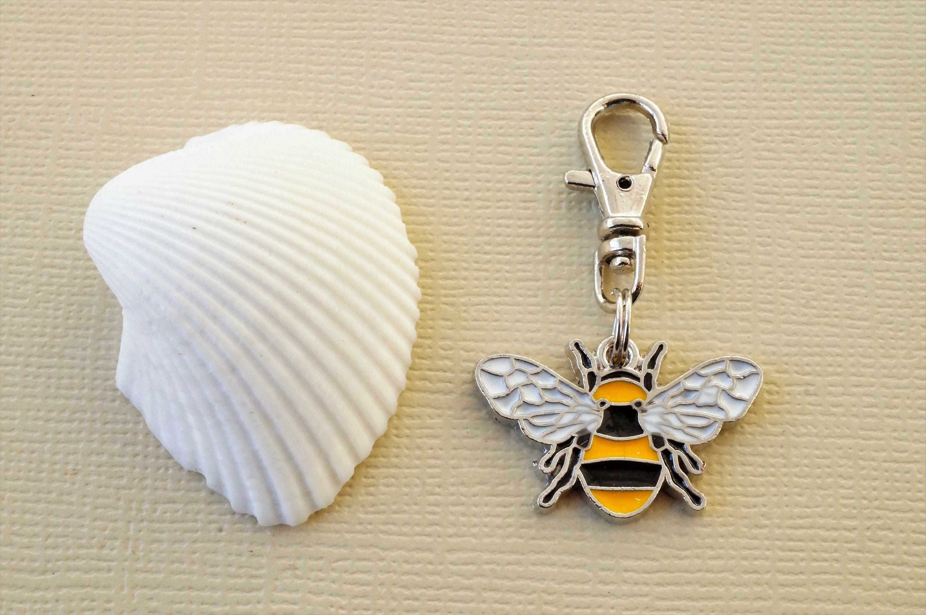 Enamelled Bee Zipper Charm Silver Finish Bee Zip Pull Charm Etsy UK
