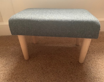 Grey wool footstool stool