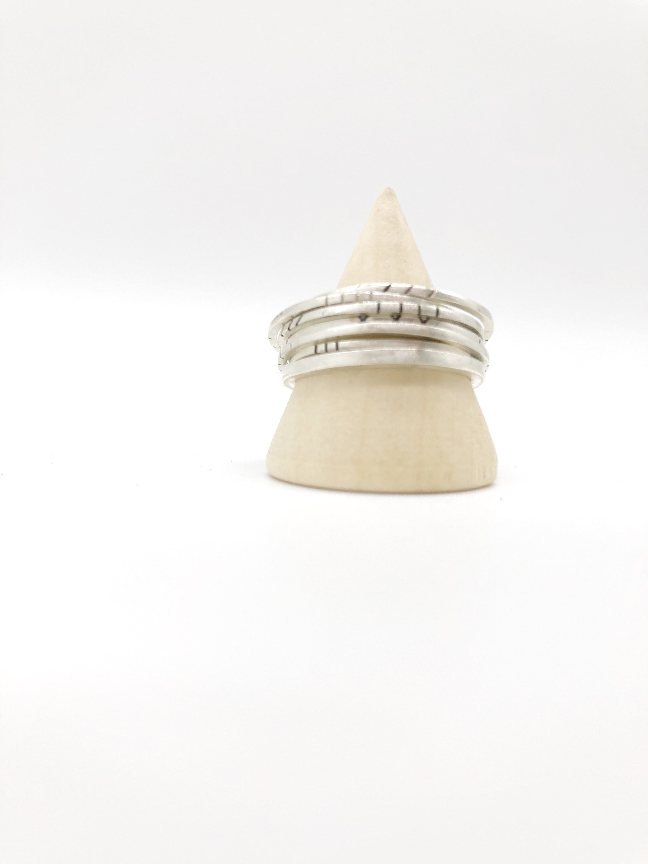 Handmade Silver Etched Stacking Rings - Etsy