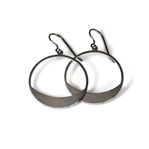Raw Brass Open Circle Dangle Earrings on Titanium Hooks, Plastic Hooks, or Invisible Clip On for Non-Pierced Ears, 45mm