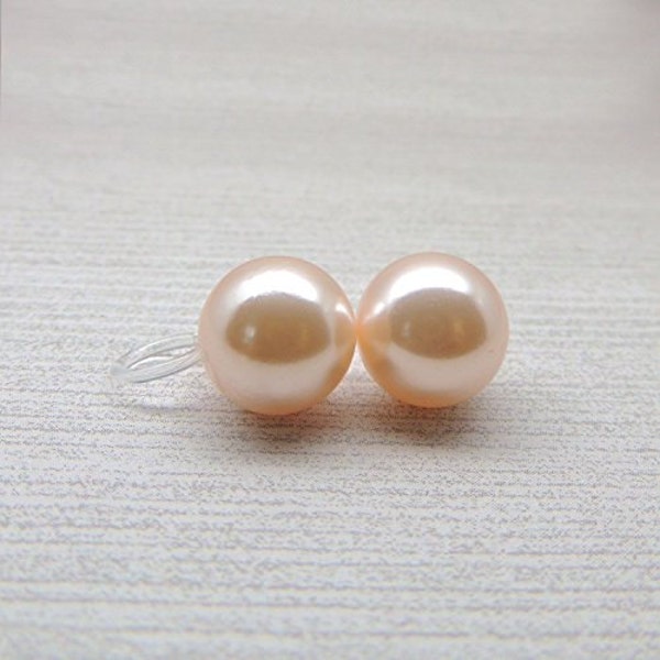 Light Pink Simulated Shell Pearl Clip On Earrings Invisible Clip On Non Pierced Ears 8mm or 10mm Round Pale Pink Bridal Wedding Clip On