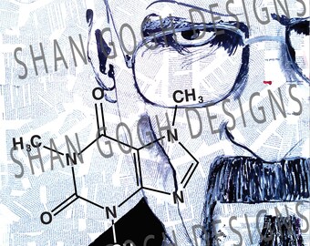 Heisenberg with caffeine molecule - Walter white - Walter - Danger - Breaking Bad Print - 8x10 with .125" bleed