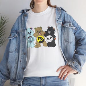 Nightmare Before Christmas Care Bear Mashup, Graphic Tee, Emo Cartoon Character Shirt, Dark Humor Top,  Goth Clothing