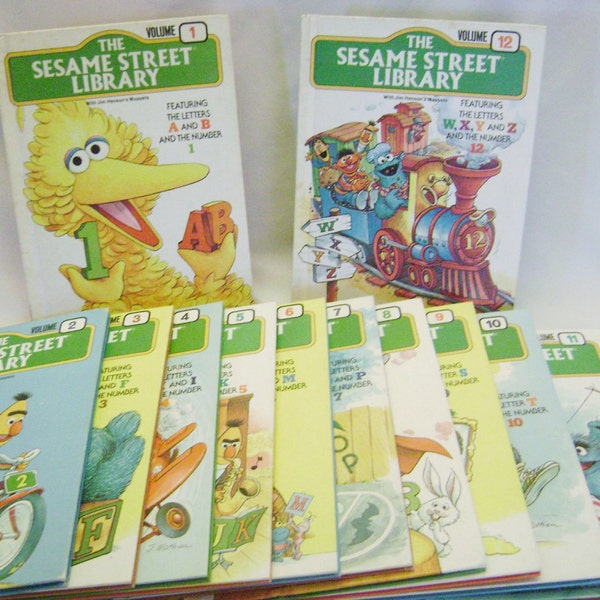 20 % hors vente Vintage mignon le Sesame Street bibliothèque relié Childre'ns de Henson livres Vol. 1-12