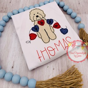 Boys Valentine Doodle Puppy Dog with Hearts Monogrammed Personalized Applique Shirt