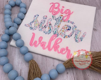 Girls Big Sister Shirt Appliqued Sibling Monogrammed Personalized Shirt