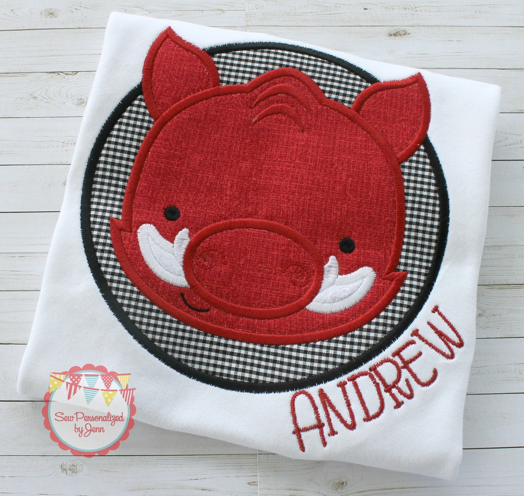 Boys Arkansas Razorback Hog Football Spirit Monogrammed Appliqued and ...