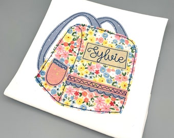 Girls Back to School Backpack Shirt with Personalized Appliqued Monogram