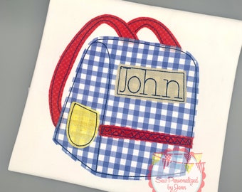 Boys Back to School Backpack Shirt Personalized Monogrammed and Appliqued Shirt
