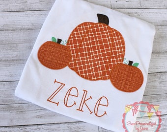 Boys Fall Pumpkin Applique Shirt, Personalized Halloween Trio