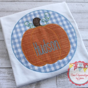 Boys Personalized Classic Fall Halloween Pumpkin Gingham Shirt