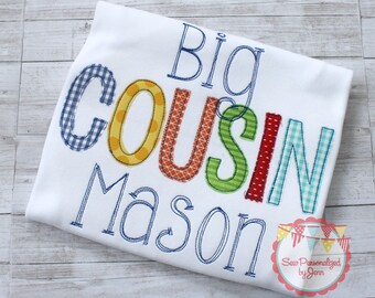 Boys Big Cousin Shirt Personalized Appliqued Monogrammed Shirt Baby Announcement