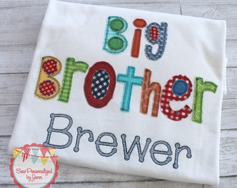 Boys Big Brother Shirt Appliqued Monogrammed Personalized Shirt
