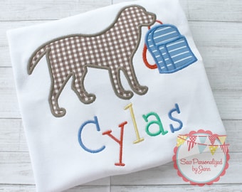 Boys Back to School Backpack Dog Monogrammed Appliqued and Personalized Shirt