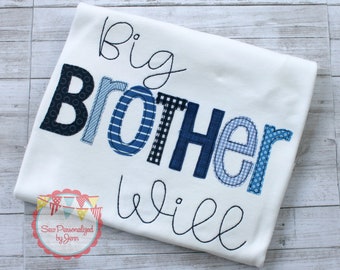 Boys Big Brother Shirt Appliqued Monogrammed Personalized Shirt