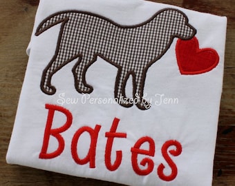 Boys Valentine Dog Personalized Applique Shirt